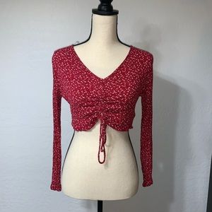 Long sleeve red crop top